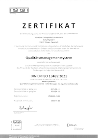 Zertifizierung Orthopädie Schuhtechnik 